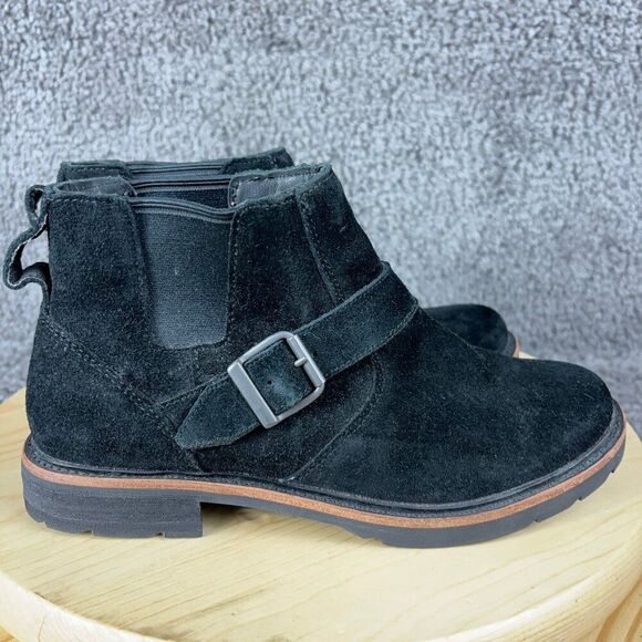 LL Bean Boots Old Port Chelsea Womens Size 8.5 Black Suede Pull On Ankle Booties - Picture 3 of 9